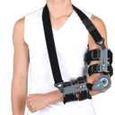 Komzer Hinged Elbow Brace for Post-Op Recovery, Adjustable ROM Elbow Immobilizer with 0-120 Flexion Control for Fracture, Tennis Elbow, Ligament Tear Rehabilitation, Adult Right Arm Support with Detachable Sling (Black)