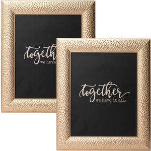 ArtbyHannah 8x10 Inch Gold Picture Frame, Elegant Modern Wedding Photo Frames with Real Glass, Golden Vintage Pictures Framed for Tabletop Display or Wall Hanging (Set of 2)