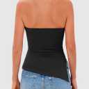 PRETTYGARDEN Tube Tops for Women Trendy Summer 2026 Spring Fashion Going Out Y2K Clothes Asymmetrical Ruched Strapless Shirts (Black, S)