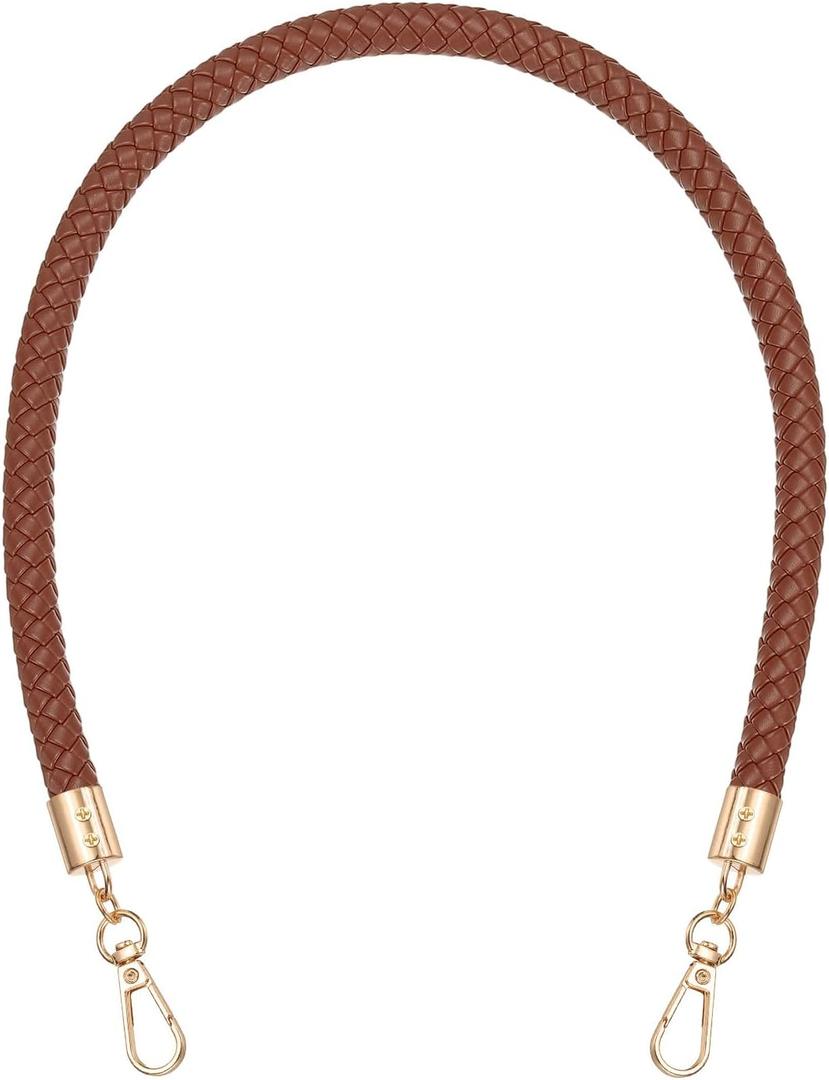 PATIKIL Braided Purse Straps 62cm / 24", PU Leather Handbag Handles Replacement with Golden Buckle for DIY Purse Handbag Tote Making Accessories, Brown