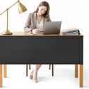 48" Under Desk Privacy Panel Self-Adhesive Modesty Panel 600D Heavy Duty Desk Skirt Privacy Divider for Office Home or Standing Workstation Concealer Shield