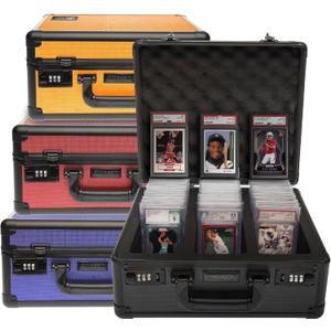 SLAB ARMOR 120+ 3 Row Psa Graded Card Storage Box Graded Card Case Psa Slab Case for Graded Cards Psa Card Case Baseball Card Cases for Sports Cards Storage (BLACK)