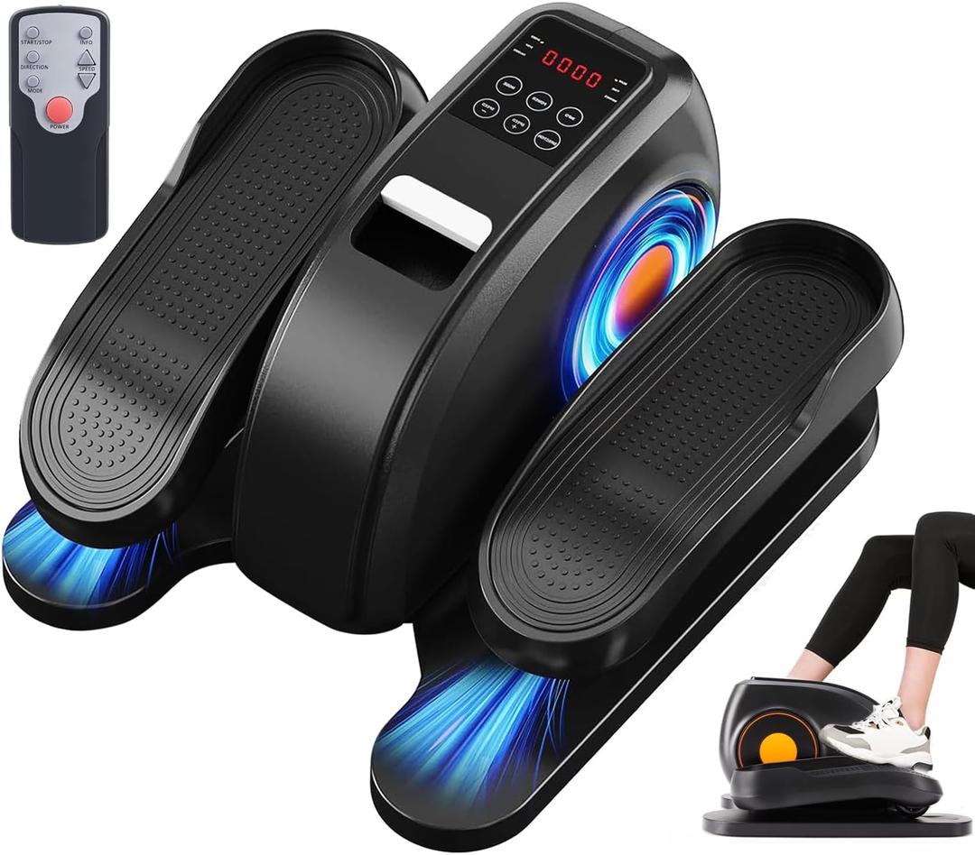 Under Desk Elliptical Machine for Seniors  Compact, Quiet & Portable Mini Leg Pedal Exerciser with Adjustable Speed and LED Display for Home and Office Workouts (Black)