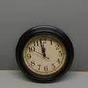 Plumeet Small Retro Wall Clock, 10'' Non Ticking Classic Silent Vintage Wall Clocks Decorative Kitchen Living Room Bedroom - Battery Operated, Black