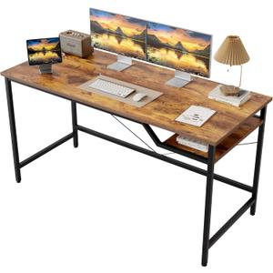 Small Computer Desk with Wheels, Gaming Desk for Small Spaces, Modern Simple Style Table for Home Office, Study Student Writing Table (Rustic Brown, 48 inch)
