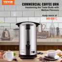 VEVOR Commercial Coffee Urn, 65Cups/9.75L Stainless Steel Large Coffee Dispenser, 1500 W 110 V Electric Coffee Maker Urn For Quick Brewing, Hot Water Urn with Water Gauge for Easy Viewing