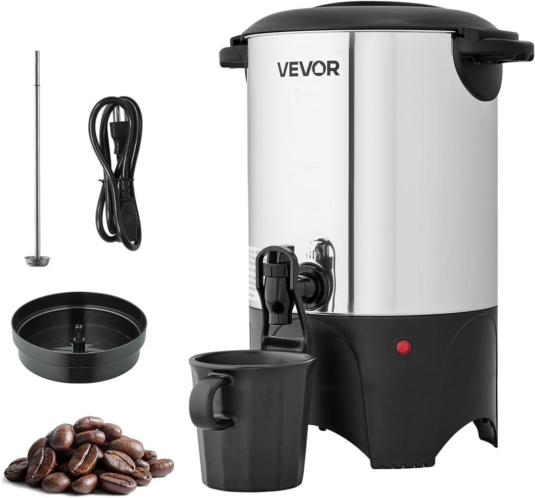 VEVOR Commercial Coffee Urn, 30 Cup 4.5 L Hot Beverage Dispenser with Dripless Faucet, Quick-Brewing Commercial Coffee Maker with Stainless Steel Liner, for Catering, Business, Church & Restaurant VEVOR Commercial Coffee Urn, 30 Cup 4.5 L Hot Beverage Dispenser with Dripless Faucet, Quick-Brewing Commercial Coffee Maker with Stainless Steel Liner, for Catering, Business, Church & Restaurant