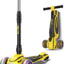 LOL-FUN Toddler Scooter for Kids Ages 3-12 Years Old Boy Girl with 3 Wheel LED Lights, Extra-Wide Childrens Foldable Kick Scooter Kids Ages 3-5 with 4 Adjustable Height and Lean-to-Steer