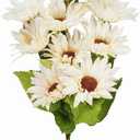3pcs Sunflowers Artificial Flowers with 3 Large Sunflower Heads and Long Stems for Indoor Outdoor DIY Wedding Bouquets Baby Shower Centerpieces Floral Arrangements Party Tables Home Office Decorations (White)