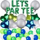 2 x 46 Pieces Let's Partee Golf Party Decorations Boys Men Party Balloons Decoration Let's Par-tee Golf Balloons Sport Themed Party Supplies Blue Green Balloons for Birthday Baby Shower Retirement Party