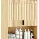 FLOWBACK Wall Mounted Cabinet, Modern Medicine Cabinets with Fluted Doors and Adjustable Shelf Over The Toilet Storage Organizer (Natural Wood)