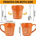 14oz Large Plant Mug With Shovel Spoon & Fork Easily Distracted By Plants Flower Pot Coffee Mug Gardening Mug - Handmade Plant Lover Gifts Idea for Women Grandma Mom Mothers Day Christmas