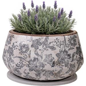 Xiaan Jiaju Vintage Ceramic Planter with Decorative Tray, Plant Lover Gift, 10 inches