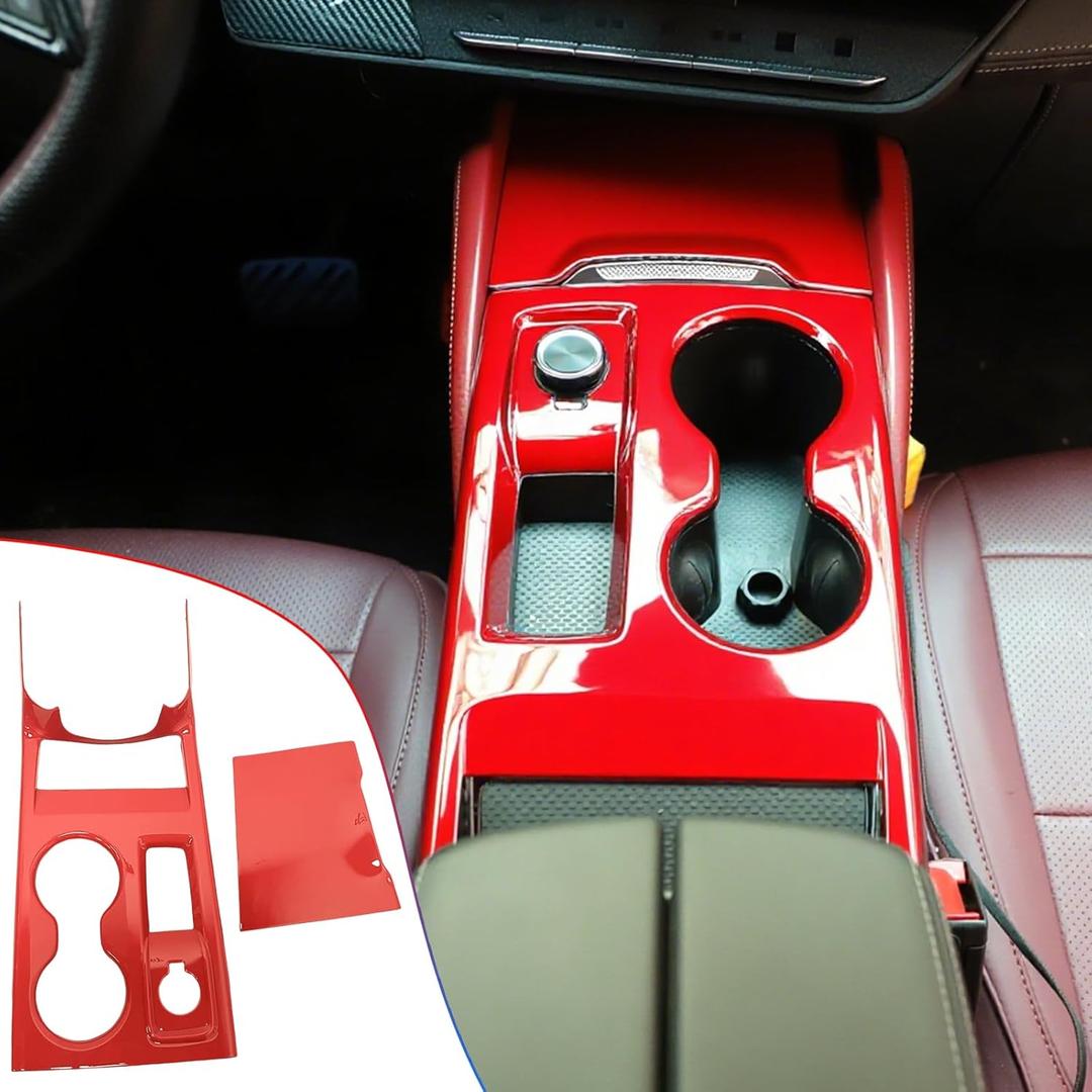 MUXEE Console Gear Shifter Panel Cover,for Buick Envision 2024 2025 - ABS Wine red Sport Style Console Gear Shifter Panel Cover Accessories