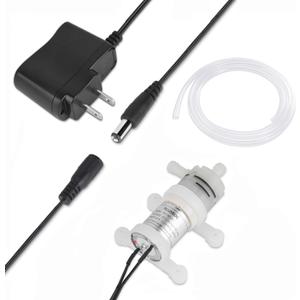 PlusRoc 12V DC Small Water Transfer Pump 1.3LPM Mini Self Priming Micro Pump with Food Grade Pipe and Power Adapter, For Ice Maker Coffee Machine Water Dispenser