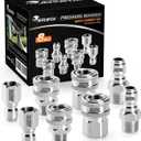 Pressure Washer Quick Connect Kit, Stainless Steel Pressure Washer Hose Adapter Set, 3/8 Inch Female and Male Thread Quick Connect Pressure Washer Fittings, Garden Hose Quick Disconnect Kit 8 PCS