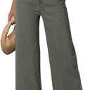 Dokotoo Women's Casual High Waisted Jeans for Women Baggy Wide Leg Loose Stretch Denim Pants Four Leaf Clover Size 10