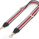 Beige Green Red Stripe Purse Strap with Gunmetal Black Hardware 1-1/2 Inch Wide Replacement Crossbody Guitar Style Shoulder Strap for Handbags Totes