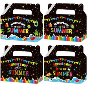 CHUNNIN 12pcs End of School Year Party Gift Boxes Class Summer Party Favors School's Out Candy Treat Goodie Box Bag for Kids Tropical Beach Pool Birthday Classroom Graduation Decoration Supplies