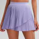 RUNNING GIRL Women's Pleated Tennis Skirts with Pockets High Waisted Tummy Control Casual Athletic Workout Golf Skorts (Purple, XL)