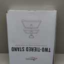 Rustic Wooden 2 Tiered Tray Stand, Farmhouse Tiered Serving Tray Decor, Rectangle Wood Display Stands for Food Fruits Cupcake and Seasonal Festive Decorations (White)