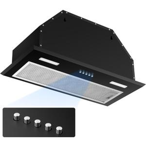 Insert Range Hood 24Inch, Built-in Kitchen Hood with 353 CFM, 3-Speed Vent Hood with Push Button Control LED Lights, Metal Filter, Suitable for Home kitchen, Compact Kitchen, Apartments