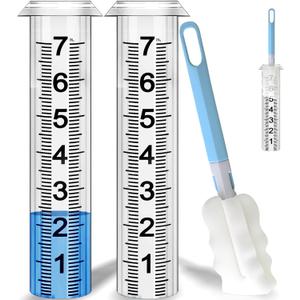Rain Gauge Replacement Tube, Rain Gauge Outdoor Best Rated Tube,7" Capacity Accurate Rain Gauge Tube, Rain Gauge Outdoor Freeze Proof Measure Tube,2 pc Plastic Rainfall Meter Tube with 1 Brush