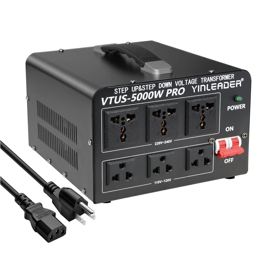Yinleader 5000W PRO Voltage Transformer Converter Step Up/Down AC 110V/120V to 220V/240V or 220V/240V to 110V/120V Power Converter w/US Standard Power Cord, Circuit Breaker Protection