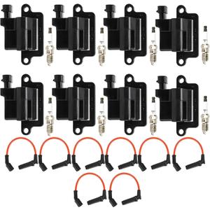 Square Ignition Coil Pack + Iridium Spark Plugs for 03-06 Chevy Avalanche 1500, 03-05 GMC Savana 1500 2500 3500, GMC Sierra 1500 HD 2500 HD 3500, Hummer H2, 4.8L 5.3L 6.0L, UF271, 8 Sets