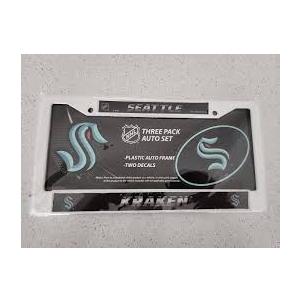 Seattle Kraken NHL Metal License Plate Frame and 2 Decals