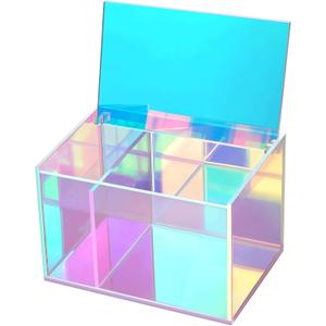 Tampon Holder for Bathroom Organizer, Rainbow Acrylic Storage Box with Lid - Vanity Makeup Organizer, Bathroom Storage for Cotton Balls, Pads, Hair Accessories, Bathroom Accessories for Girls Decor