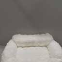 Orthopedic Cat Couch Bed for Indoor Cats, Cute Pet Sofa with Supportive Egg Foam, Fluffy Faux Fur Removable Washable Cover and Non-Slip Bottom, Ivory White