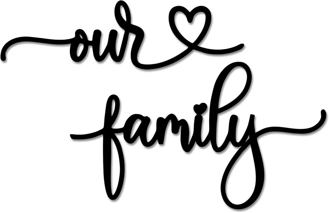 Rajukit Our Family Wall Decor Metal Family Signs Rustic Wall Hanging Decoration for Bedroom Living Room