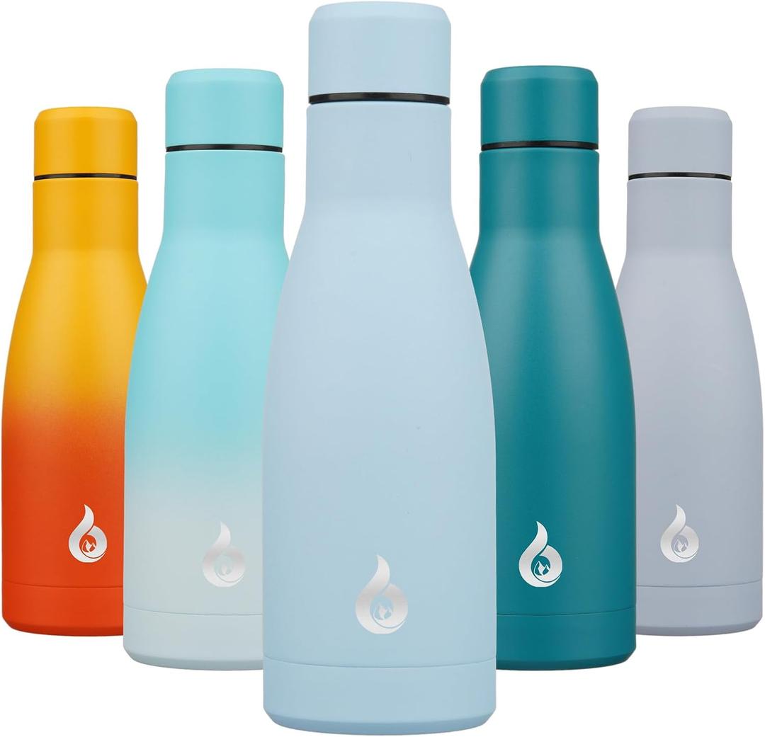 BJPKPK Insulated Water Bottle 12oz Small Stainless Steel Water Bottles Reusable Metal Thermal Keep Cold and Hot,Sky Blue