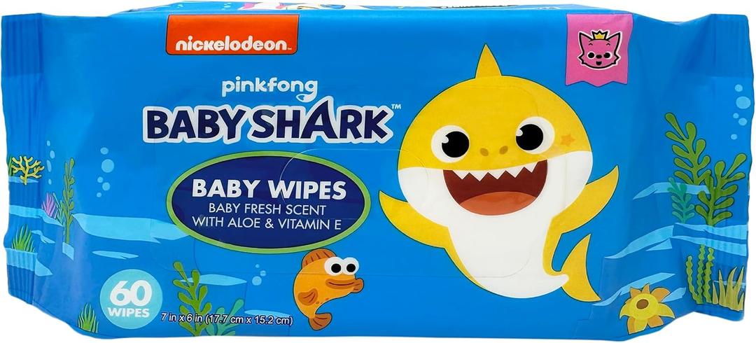 Baby Shark 60ct Baby Wipes with Aloe & Vitamin E - 24 pack
