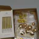 Yerliker 34 Pcs Happy Birthday Cake Toppers Decorations Birthday Candles DIY Cake Decor for Men Women Wedding Anniversary(Gold)