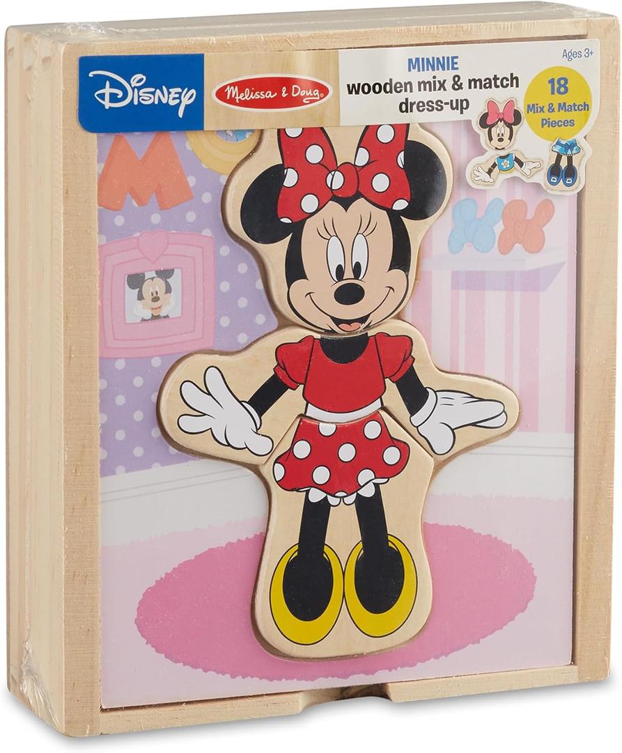 Melissa & Doug Disney Minnie Mouse Dress-Up Puzzle, 18 Pieces Mix and Match Outfits, Sorting & Matching Toy with Storage Case, Educational Puzzle for Toddlers Ages 3+