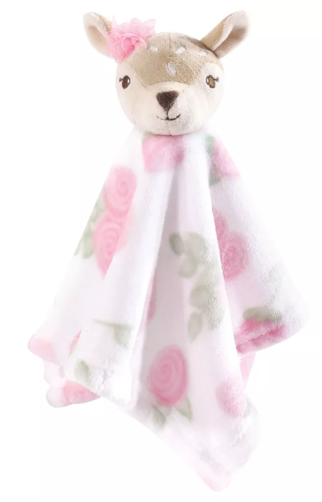 Hudson Baby Infant Girl Animal Face Security Blanket, Fawn, One Size