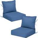 Outdoor Chair Cushions with Back, 24x24x4in, Blue, Set of 2