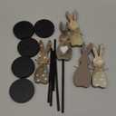 5 Pieces Easter Table Decorations Wooden Bunny Table Sign Vintage Rabbit Tall Standing Tabletop Decor Rustic Easter Block Centerpiece for Spring Party Farmhouse Freestanding Home Office