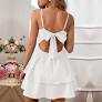 Women's Backless Bow Tie Short White Dress Sexy Graduation Dresses Homecoming Dresses for Teens, Medium