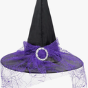 Foldable Lace Toddler Kids Witch Hat - Halloween Witches Hats for Decoration Witch Costume for Halloween Cosplay Party
