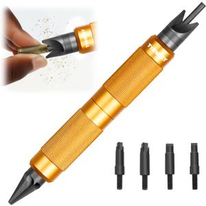 Case Prep Multitool, Case Chamfer Deburring Tools for Reloading, Primer Pocket Reamers and Cleaners for Removing Crimps (Orange)