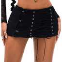 MakeMeChic Women's Lace Up Denim Mini Skirt Criss Cross Summer Y2K Going Out Jean Skirts Black, Medium 