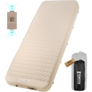 TOBTOS 4" Thick Self Inflating Sleeping Pad with Electric Pump, 60s Inflate Ultra-Compressible Compact Foam Camping Mattress, Insulated Sleeping Mat for Tent, Car, Camping