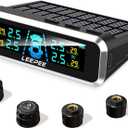 leepee S13 Car Tire Pressure Monitoring System, USB/Solar TPMS 0-87PSI for RV, Auto Security Alarm Systems Digital LCD Display, Trailer TPMS with 4 Sensors & 5 Alarm Modes