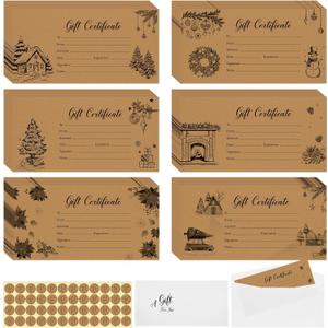 96 Set Gift Certificates for Business, Included Blank Certificate Cards with Gold Foil Envelopes and Stickers for Women Birthday Beauty Salon Restaurants Customer (Vintage)
