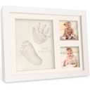 Baby Hand and Footprint Kit - Quick Dry Clay Baby Footprint Kit, Newborn Keepsake, Nursery Picture Frame for Boys, Girls, Personalized Gifts for Shower & Registry, New Mom Gift (Alpine White) (Solo Keepsake Frame, 11" x 8.8")