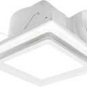 Bathroom Exhaust Fan with Light,9.8 in Panel,6000K 12W Square LED,117CFM 0.7 Sones 4 Inches Duct 115V,Quiet Bathroom Ventilation Exhaust Fan for Shower/Restroom/Office/Home (6000K LED)