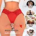 Banamic Sexy G String Thong for Women Underwear Thongs Panties for Women (Red, L)